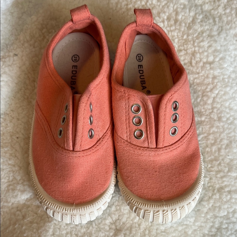 Coral Canvas Slip-On Kids Shoes NWOT size 29 (11.5 US)